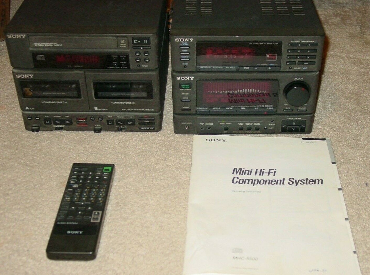 VINTAGE SONY MINI HI FI STEREO SYSTEM MHC-5500 ST-H500 TA-H500 CDP-H500 ...