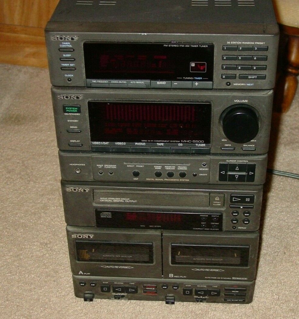 VINTAGE SONY MINI HI FI STEREO SYSTEM MHC-5500 ST-H500 TA-H500 CDP-H500 ...